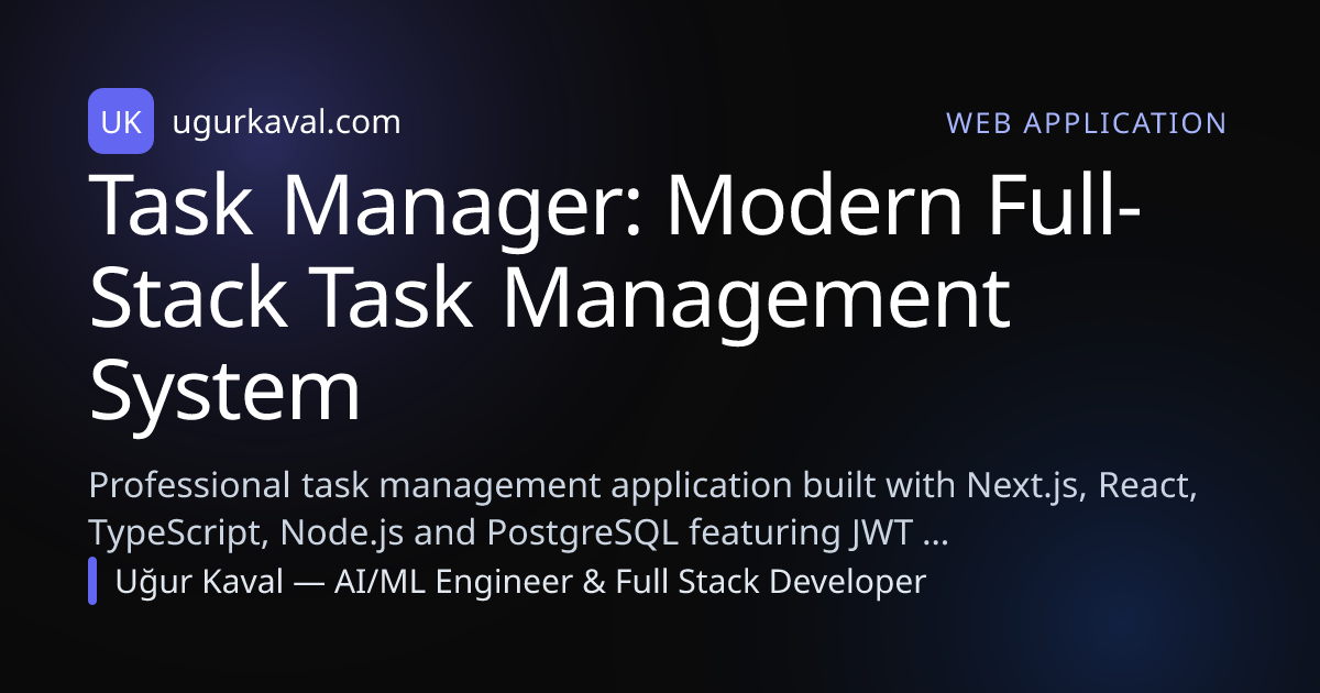 Task Manager: Modern Full-Stack Task Management System | Uğur Kaval ...